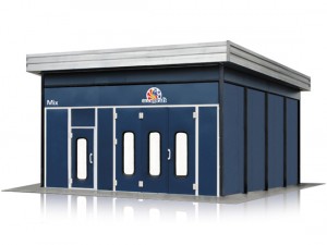 Accudraft-Outdoor-Paint-Booth-with-Side-Enclosure-in-Accudraft-Blue-Color